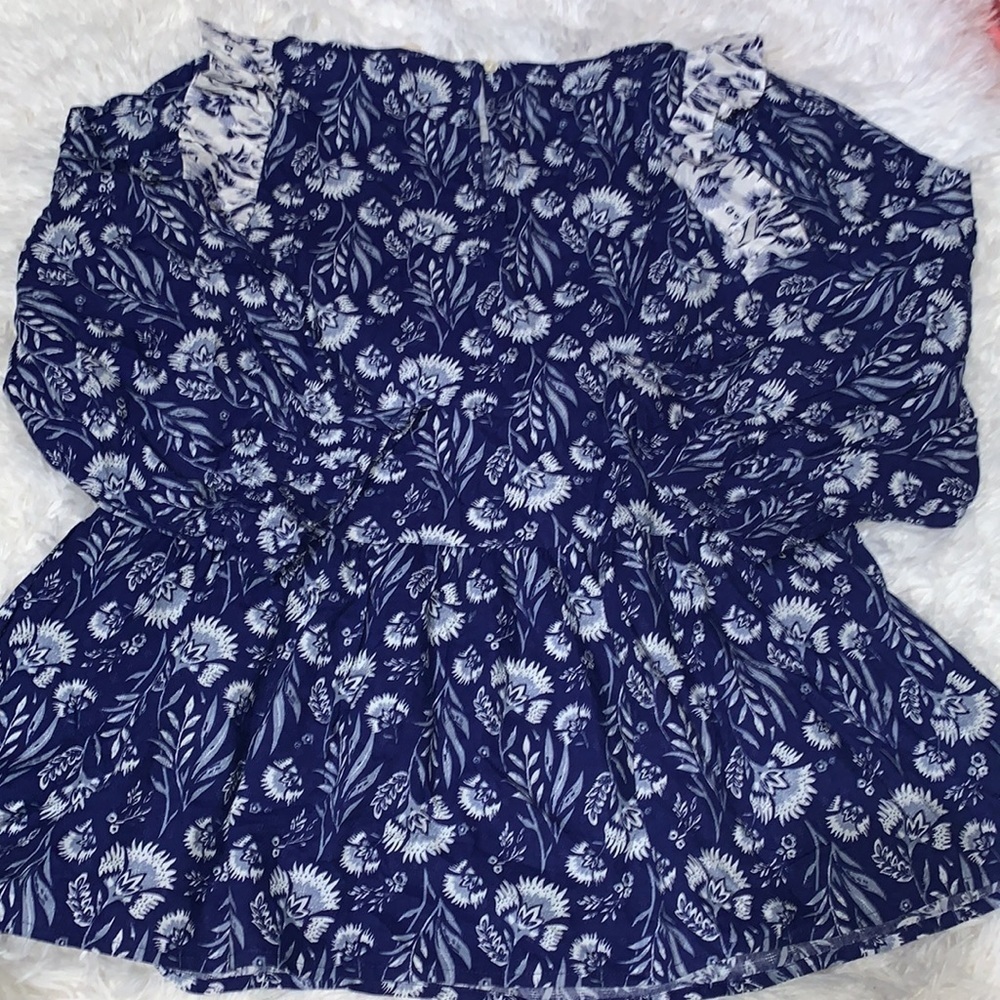 Universal Thread Blue Floral Ruffle Cotton Top‎ - Picture 4 of 13